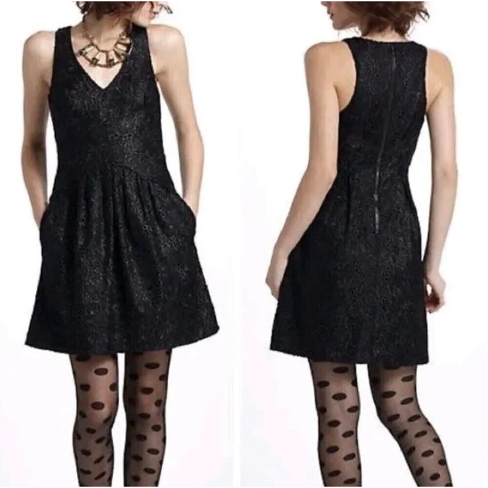 Anthropologie Leifsdottir Lingonberry Lace Dress Black Size 6